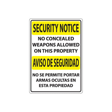 ZING Concealed Carry Sign, 14X10- Model 2829